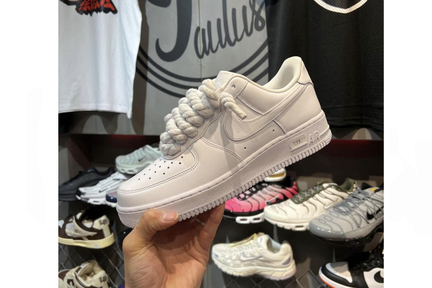NIKE Air Force 1 White + Fat Lace custom