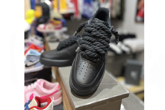 NIKE Air Force 1 Black + Fat Lace custom